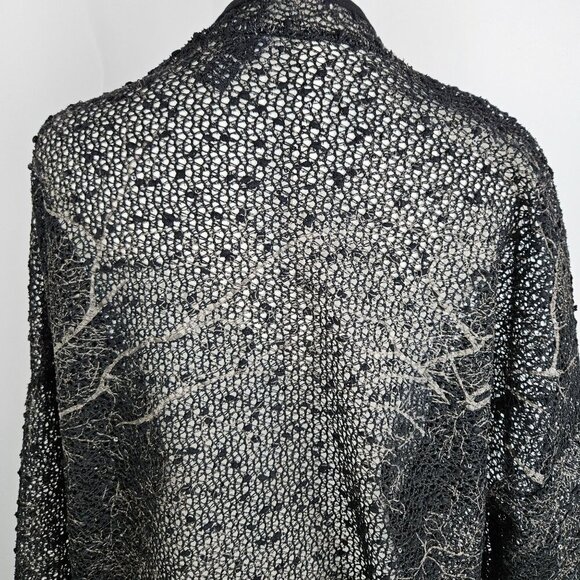 Clara Sunwoo Duster Cardigan XL Black Abstract Gold Mesh Sequin Embellished - Picture 5 of 12